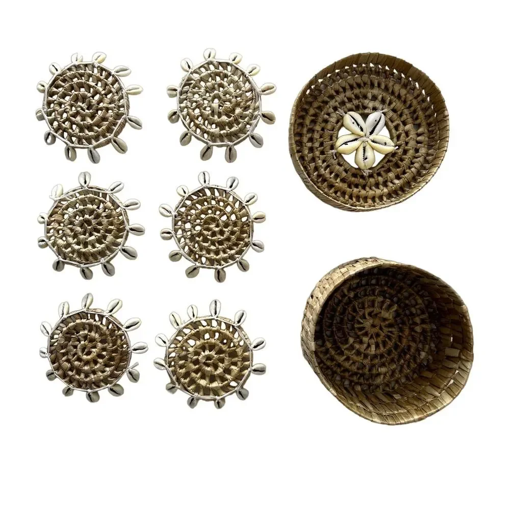 South Pacific Handmade Drink Coasters All Natural Materials Real Shells Unused